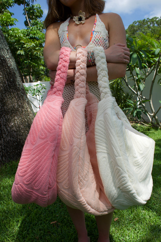 Large Bana Moon Crescent Terry Bag - Soft Textured shoulder Crossbody