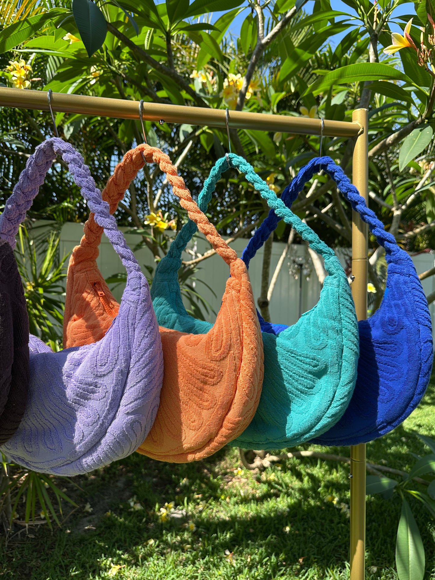 Bana Moon crescent Terry bag with braided handle