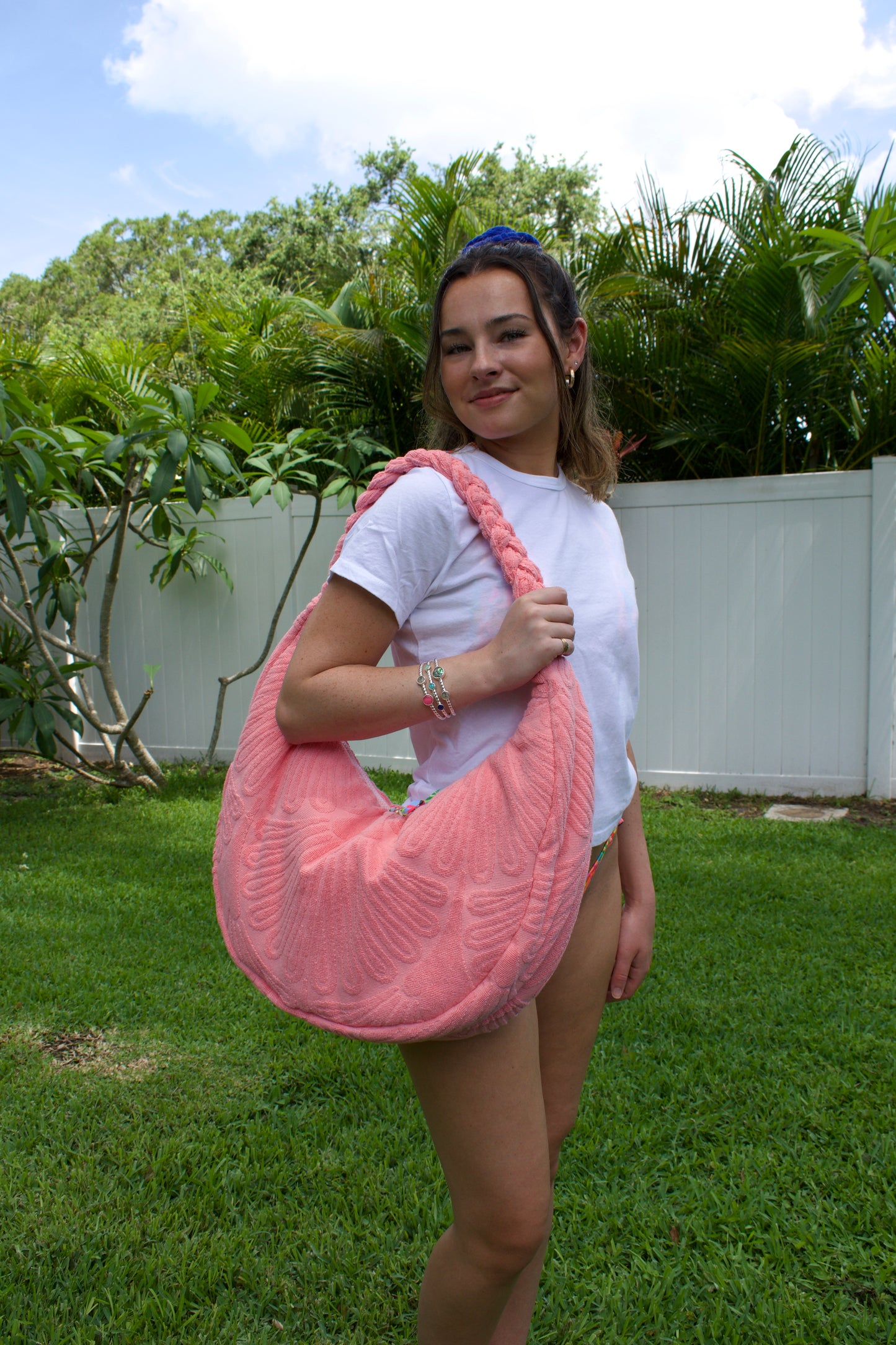 Large Bana Moon Crescent Terry Bag - Soft Textured shoulder Crossbody