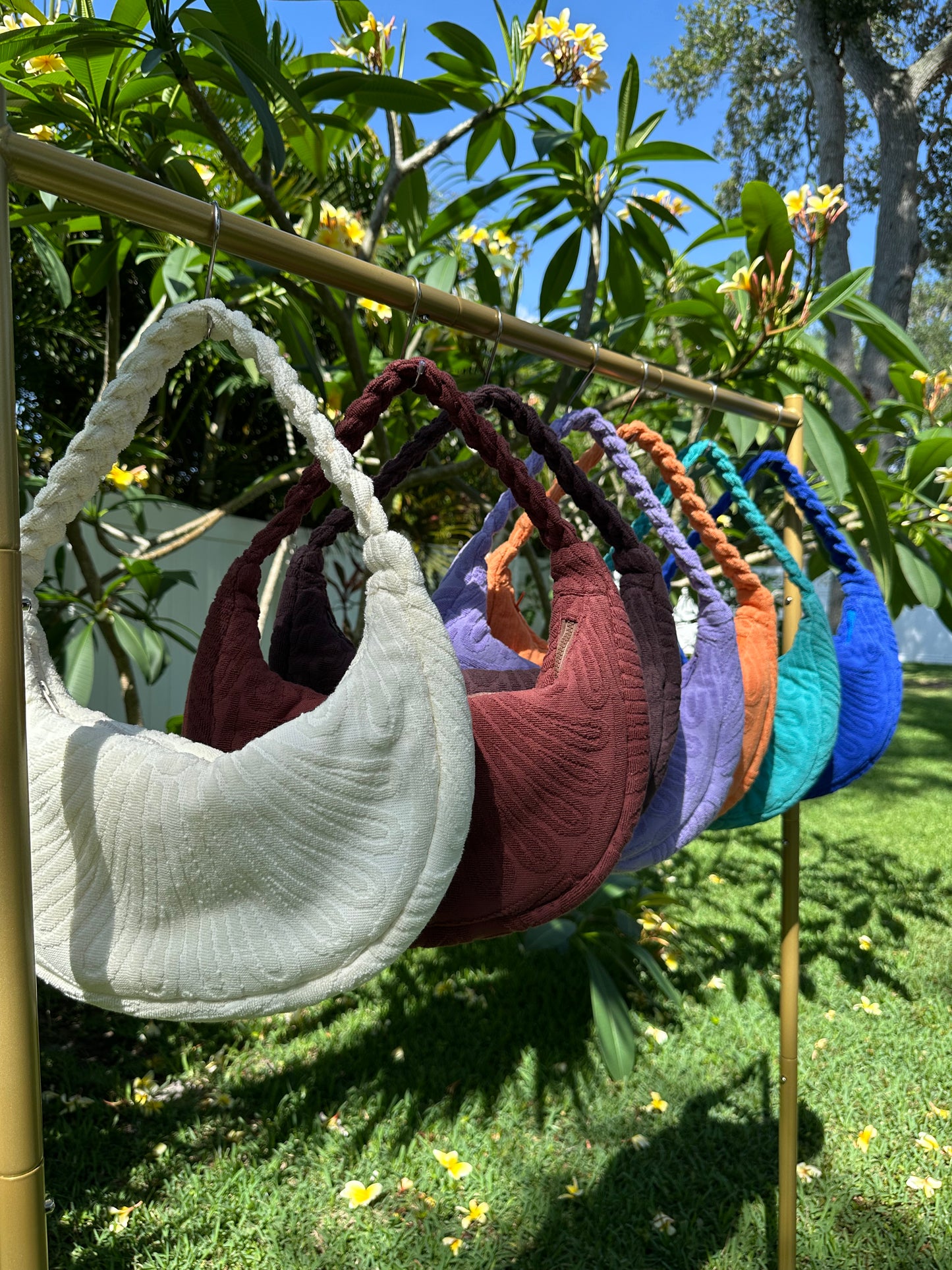 Bana Moon crescent Terry bag with braided handle