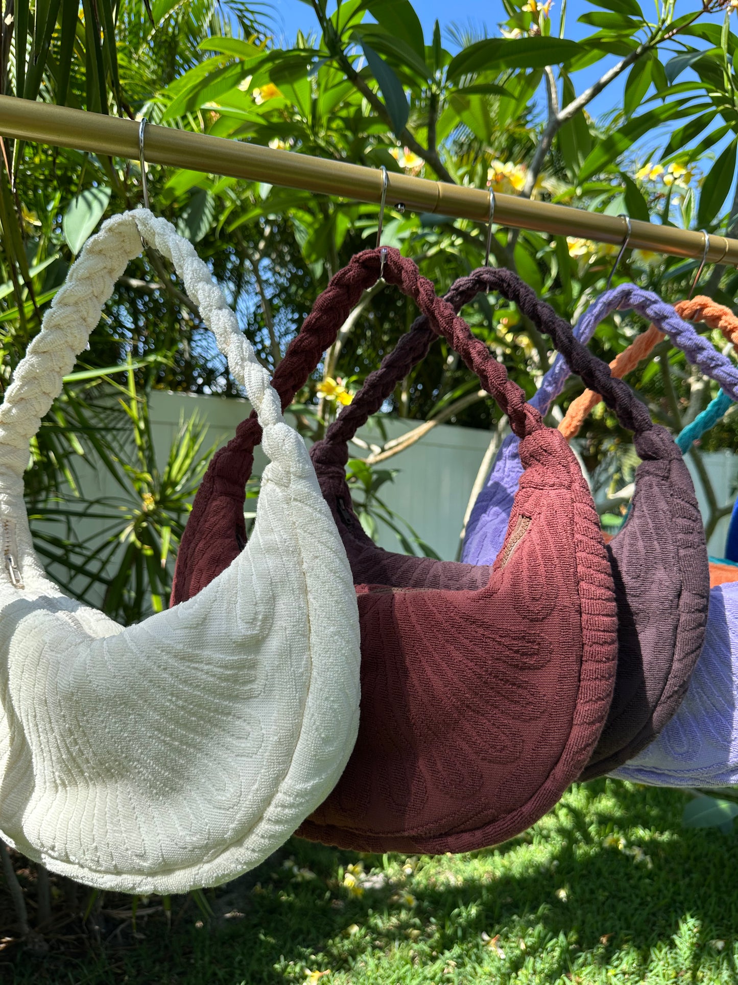 Bana Moon crescent Terry bag with braided handle